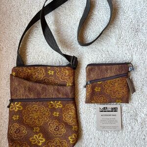 Maruca Brown Floral Crossbody Bag Set